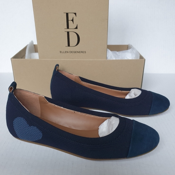 Ellen DeGeneres Lilliane Knit Heart Lagoon Bay Blue Slip-On Ballet Flats Sz 7.5 - Picture 14 of 16